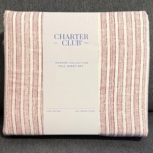 Charter Club Red and White Damask Sheet Set